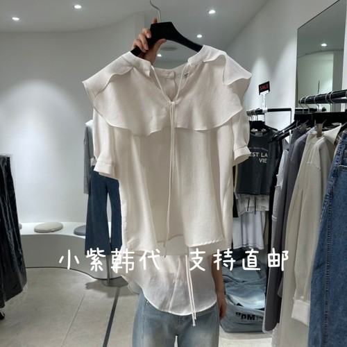 BETHE-L韩国东大门代购2026春夏女装新款时尚荷叶边短袖衬衫女