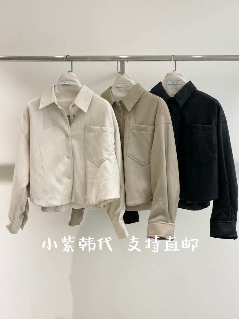 翻领长袖短外套女休闲