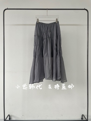 2026TEXTURE韩国货东大门代购松紧腰不规则褶皱个性半身长裙女