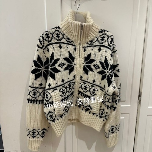 韩国东大门代购WE ARE/WELOVER25冬新款时尚百搭立领拉链毛衣外套