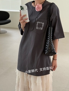 韩国东大门代购ZEROZERO 2026春女装新款字母印花宽松圆领短袖T恤