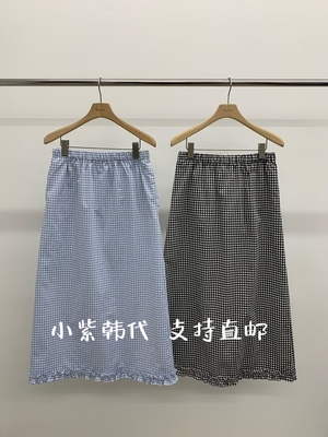 LOVE MY SANTA韩国东大门26春夏新款甜美拼接格子松紧腰半身裙女