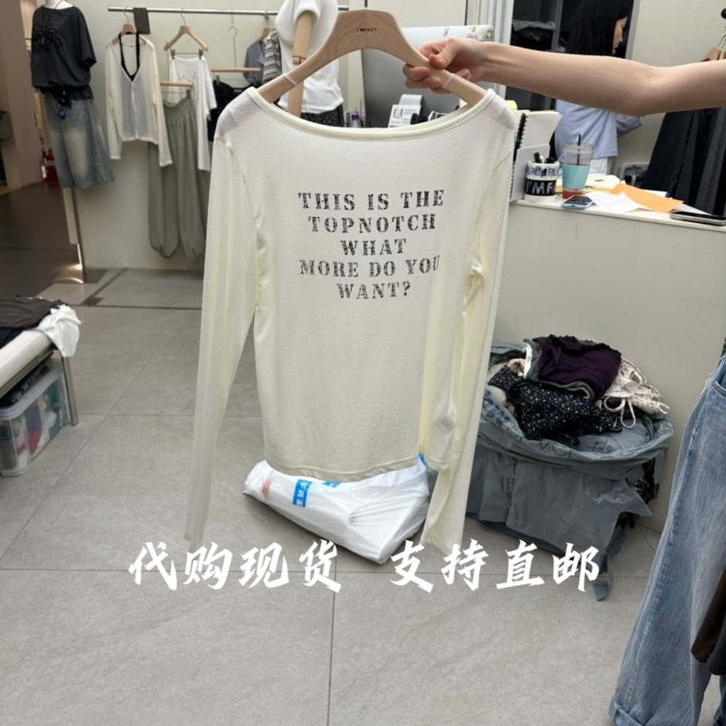 MFACT韩国东大门2026秋季女装新款圆领字母印花长袖T恤女图片