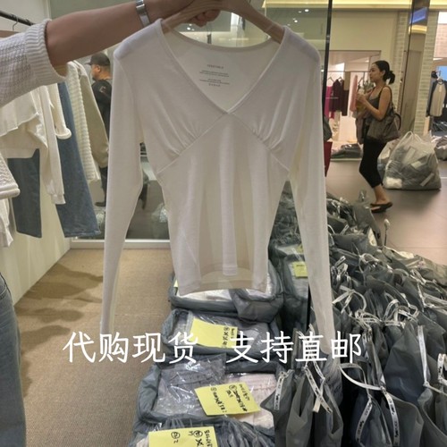 韩代VEGETABLE韩国东大门26秋女装新款时尚百搭V领净版长袖T恤女