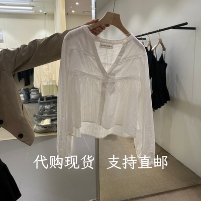 韩代VEGETABLE韩国东大门2026秋女装新款时尚百搭V领长袖衬衫女