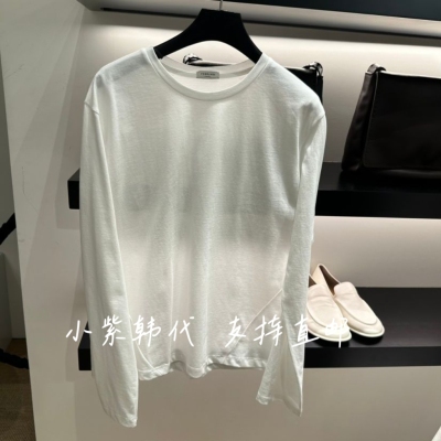 FEBRUARY 韩国东大门代购2026春新款女装纯色圆领净版长袖T恤女