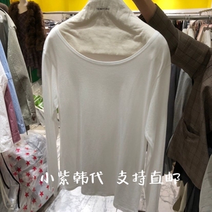 TEMPTING韩国东大门代购2026春女装新款纯色圆领长袖T恤女