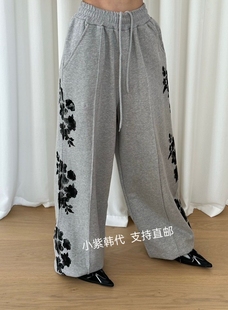 韩国东大门代购ZEROZERO 2026春女装新款松紧腰印花直筒休闲裤女