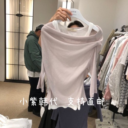 VENIR韩国东大门代购2026春季女装新款纯色圆领长袖T恤打底衫女