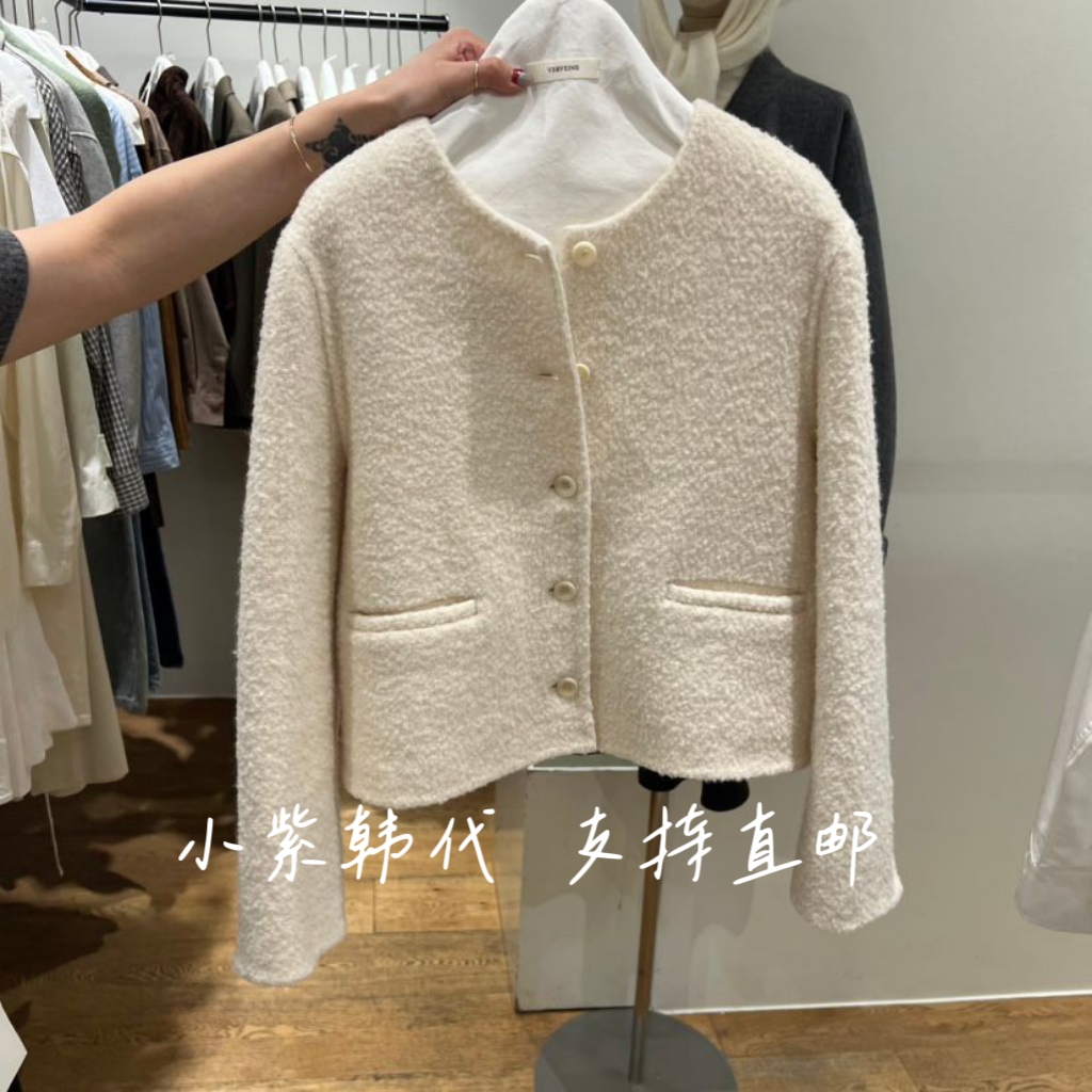 韩国VERVEINE圆领长袖小香风外套