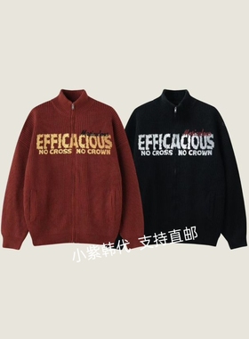 韩国东大门 代购PEPPER 25秋冬新款时尚字母立领拉链毛衣外套女