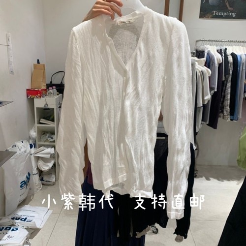 TEMPTI-N韩国东大门代购2026春夏女装新款系带V领褶皱薄款开衫女