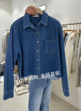 韩国东大门代购REPELLER 26春新款时尚百搭翻领牛仔衬衫外套女