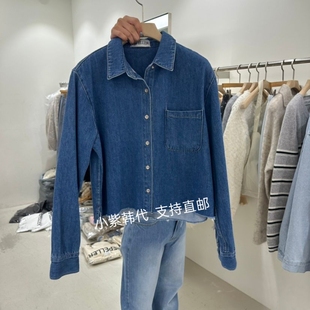 韩国东大门代购REPELLER 26春新款时尚百搭翻领牛仔衬衫外套女