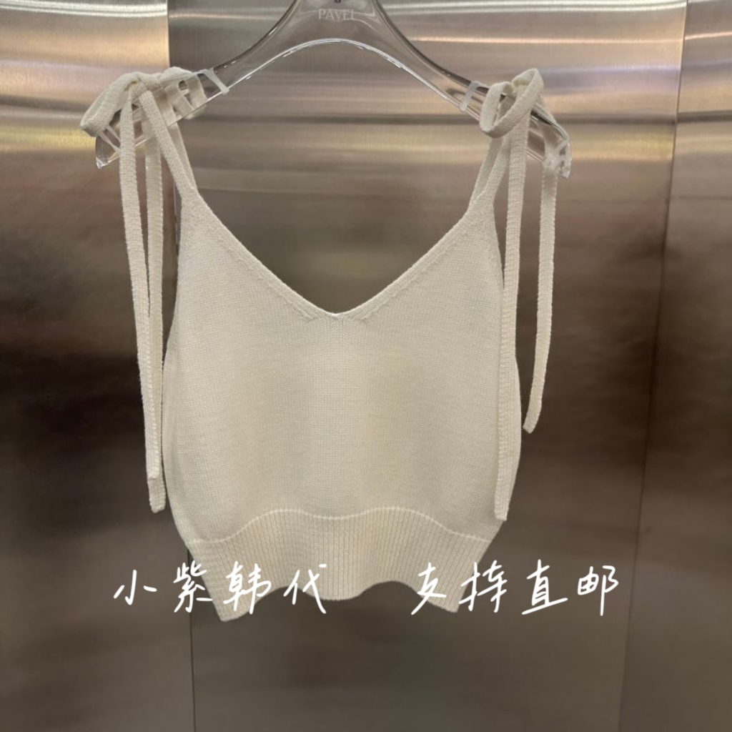 叠穿绑带吊带针织背心女