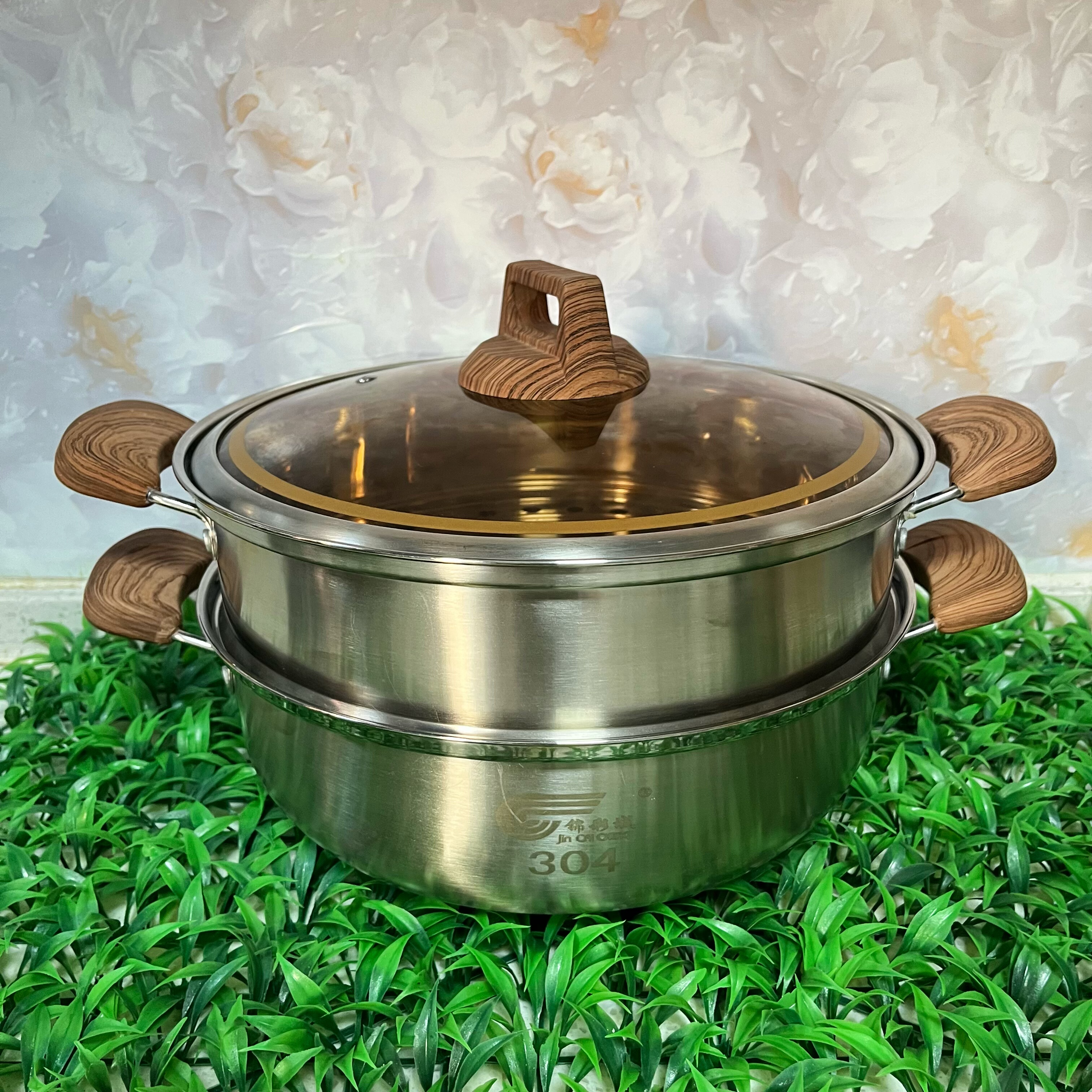 食品级304不锈钢双耳蒸锅家用蒸鱼蒸肉锅清汤锅复合底通用火锅