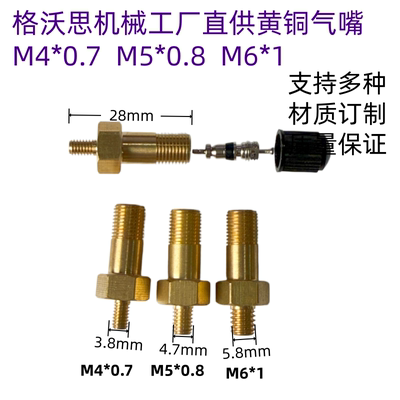 M6*1M5*0.8M4*0.7黄铜气门嘴厂家直销气嘴充气阀进气阀改装接头