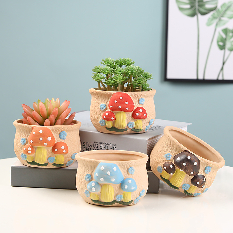 Cute mushroom flowerpot home succulent plant potted plant