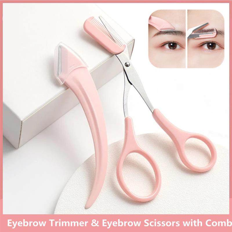Eyebrow Trimmer Scissors With Comb Stainless Steel Eyebrow R