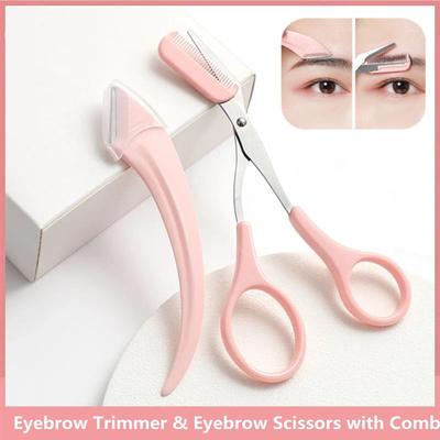Eyebrow Trimmer Scissors With Comb Stainless Steel Eyebrow R