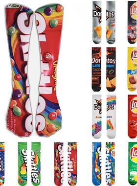 1 pair Funny Unisex Men Art Socks women Potato chips Knee
