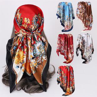 90cm headscarf printed square scarf for women's silk scarf
