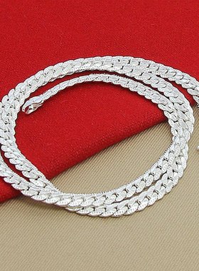 925 Silver Necklace Cuban Chain Men's Chain 古巴链男士项链子