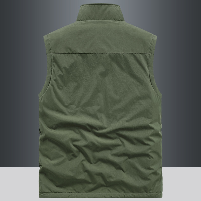 AUTUMN AND WINTER REVERSIBLE WEAR THICKENED FLEECE VEST MENS FISHING SHOULDER OUTDOOR QUICK-DRYING FLEECE HORSE CLIP STAND-UP COLLAR VEST