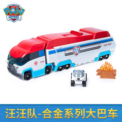 PAW PATROL TEAM은 변형 가능한 대형 버스 장난감 세트 개 구조 어린이 장난감 합금 대형 순찰차에 큰 공헌을 합니다