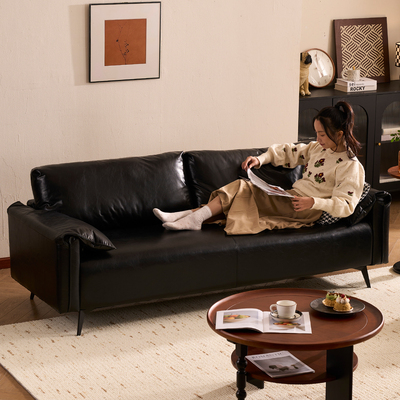 复古油蜡皮双人沙发小户型