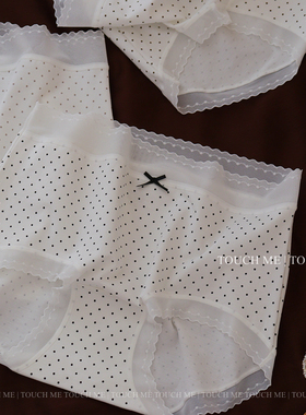 touchme60S超细长绒棉条纹圆点内裤女透气舒适全棉抑菌裆中腰3条