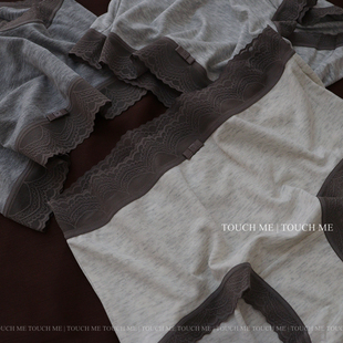 女柔软舒适抑菌纯棉裆中腰包臀3条装 touchme法式 灰色调蕾丝边内裤