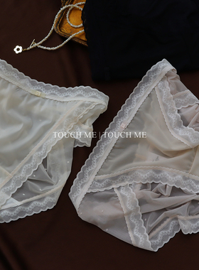 touchme冰丝性感内裤女蕾丝夏季薄款舒适透气纯棉抗菌裆中低腰3条