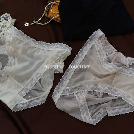 touchme冰丝性感内裤女蕾丝夏季薄款舒适透气纯棉抗菌裆中低腰3条