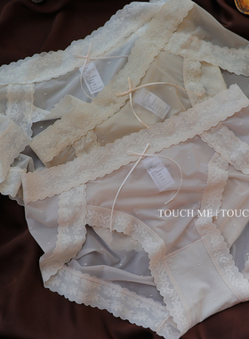 touchme日系纯欲性感蕾丝高开叉内裤女舒适轻薄速干中腰纯棉裆3条