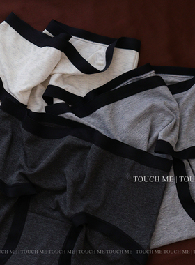 touchme法式格雷灰高级裸感内裤女透气柔软纯棉抑菌裆薄款中腰3条
