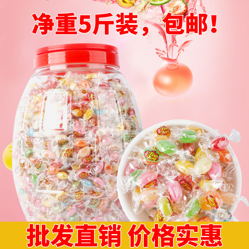天凤彩虹糖桶装散装七彩糖果混合水果味彩色软糖网红儿童零食喜糖