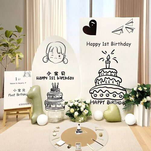韩系ins风周岁生日布置场景装饰背景墙男女孩宝宝派对KT板高级感 - 封面