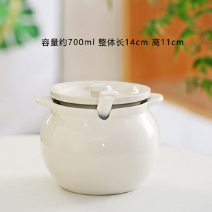 猪油罐家用陶瓷带盖带把手耐高温油泼辣子专用大号辣椒油调料罐子