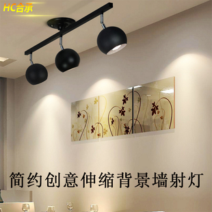 射灯led三头背景墙客厅导轨射灯北欧明装 店复古轨道灯 吸顶式 服装