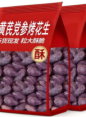 黄芪党参烤黑花生山东特产黑皮花生米下酒菜酥脆炒货零食小包装