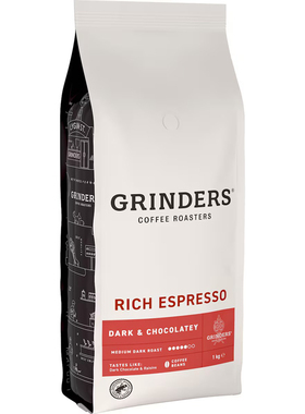 澳洲Grinders Coffee Beans Rich Espresso阿拉比卡中黑咖啡豆1kg