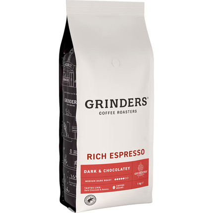 澳洲Grinders Coffee Beans Rich Espresso阿拉比卡中黑咖啡豆1kg