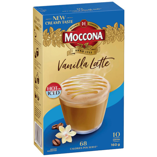 Moccona Coffee Sachets Creamy Vanilla Latte 10 pack 160g澳洲