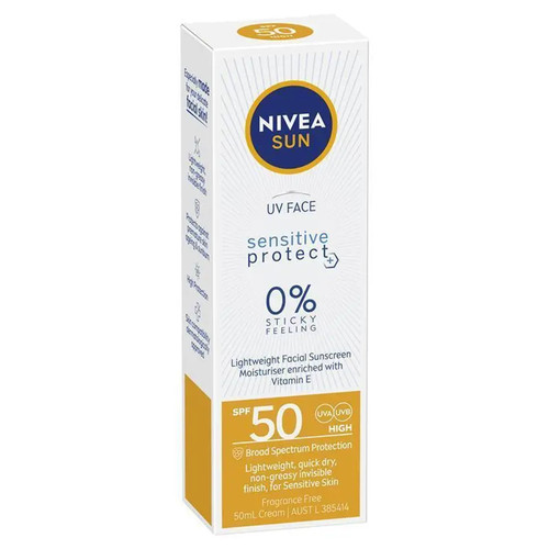 NIVEA Sun SPF 50 UV Face Sensitive 50ml妮维雅防晒霜 澳洲代购