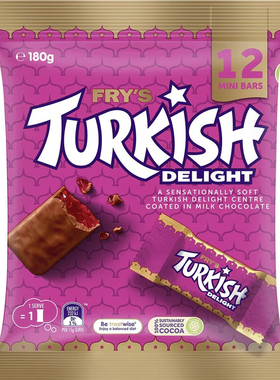 Cadbury Fry's Turkish Delight Choc 土耳其软糖 180g 澳洲代购