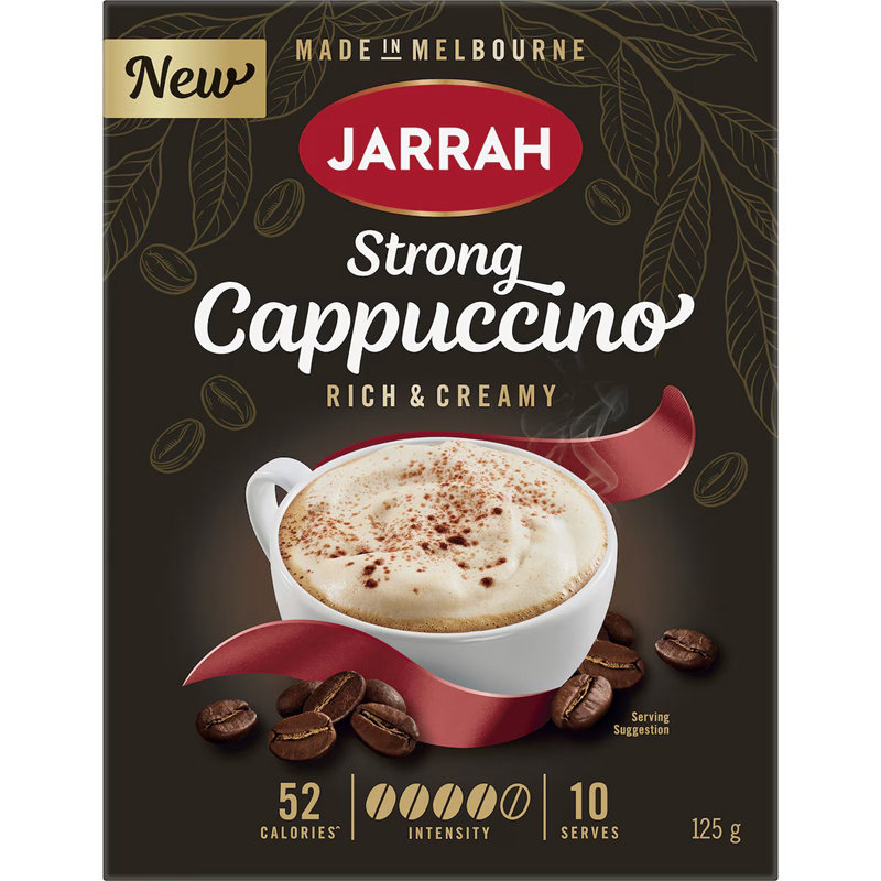 Jarrah Strong Cappuccino Sachets 10 Pack速溶咖啡澳洲代购125g