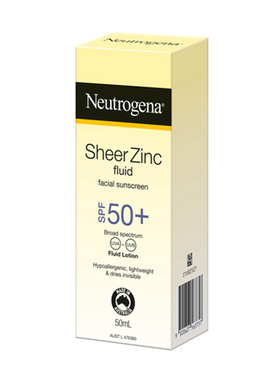 Neutrogena® Sheer Zinc Fluid Facial Sunscreen SPF50+ 50mL
