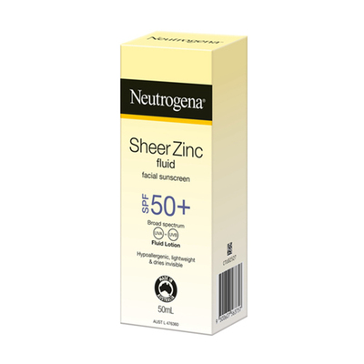 Neutrogena® Sheer Zinc Fluid Facial Sunscreen SPF50+ 50mL