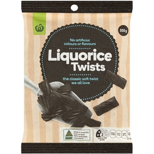 澳洲发货 Woolworths Liquorice Twists Black 甘草味糖果 300g